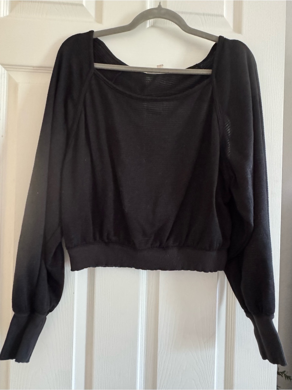 Free People Movement- Black Long-Sleeve Top with cut-out detail in the back